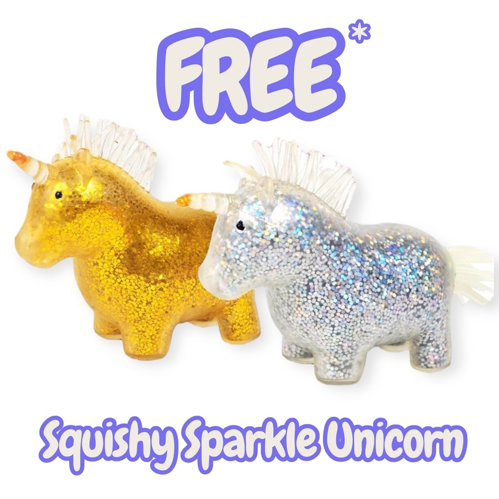 FREE GIFT w/ Purchase $25*/$50** Squishy Glitter Unicorn Toy - Gold OR Silver